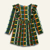 Kids Fall Plaid Ruffle Dress – Organic & Recycled Fabric, Sizes 1Y–12Y