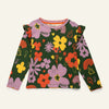 Mon Coeur Wildflower Ruffle Long Sleeve T-Shirt for kids with colourful floral print and ruffle shoulder detail