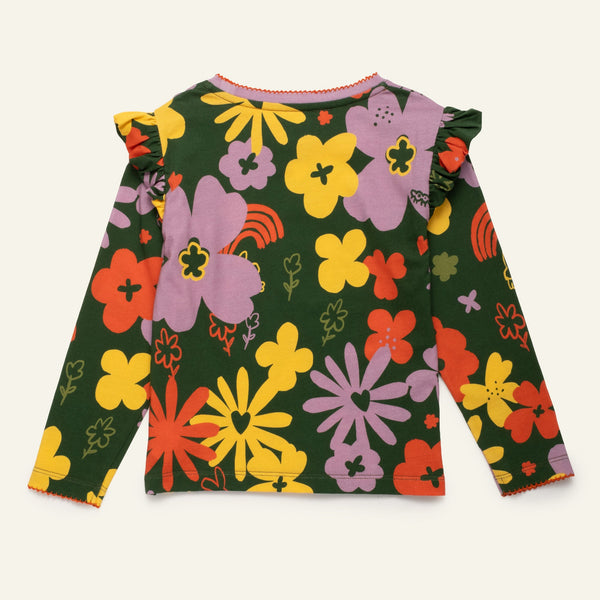 Colorful floral-patterned shirt on a white background