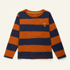 Mon Coeur Chestnut and Navy Rugby Stripe Long Sleeve T-Shirt for kids in organic and recycled cotton