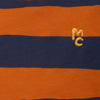 Close-up of Mon Coeur Chestnut and Navy Rugby Stripe Long Sleeve T-Shirt showing fabric detail
