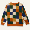 Mon Coeur Kids Fall Checkered Sweatshirt laid flat, showcasing the bold autumn checker print and soft cotton blend construction