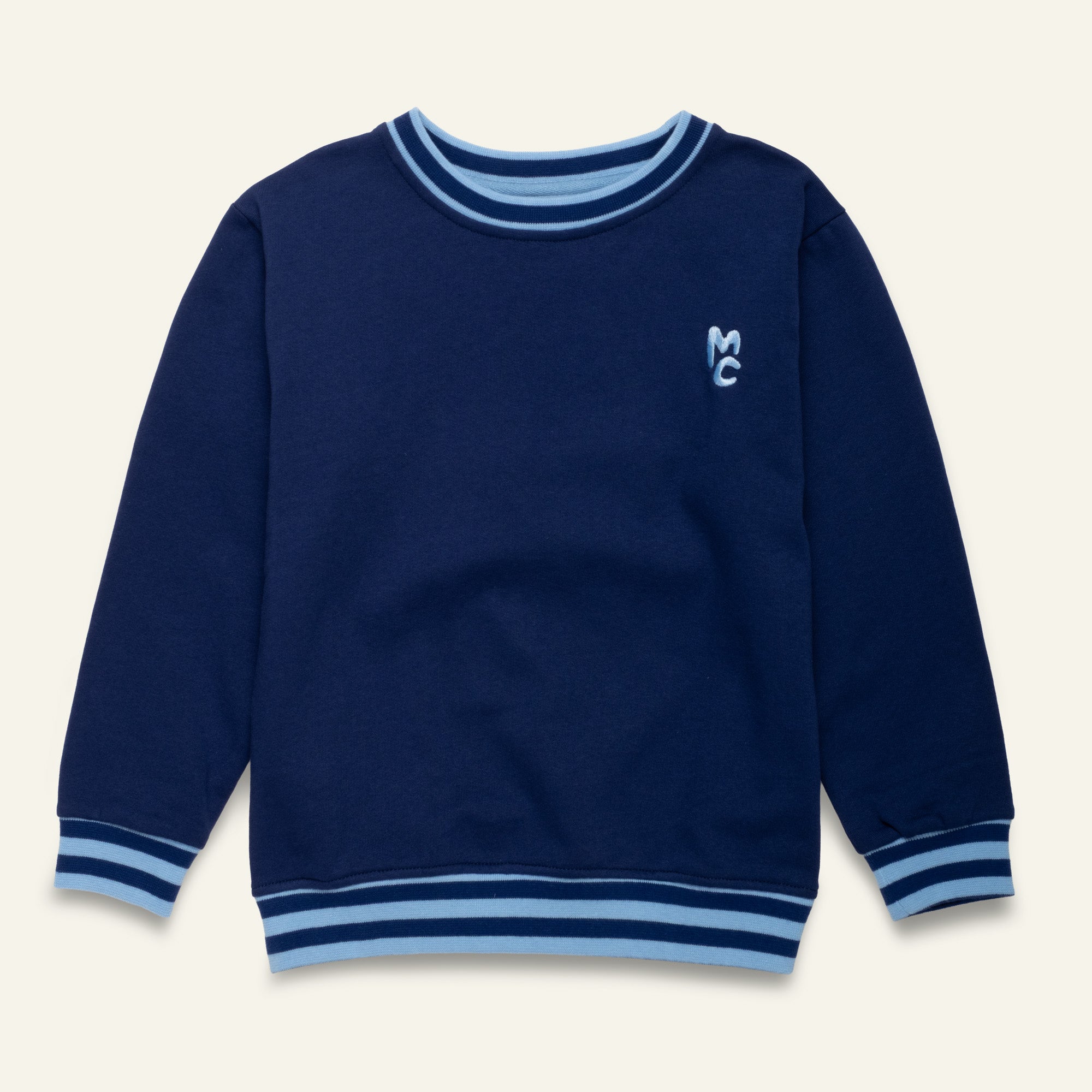 Mon Coeur Kids MC Navy Sweatshirt in organic and recycled cotton, sizes 1Y–12Y