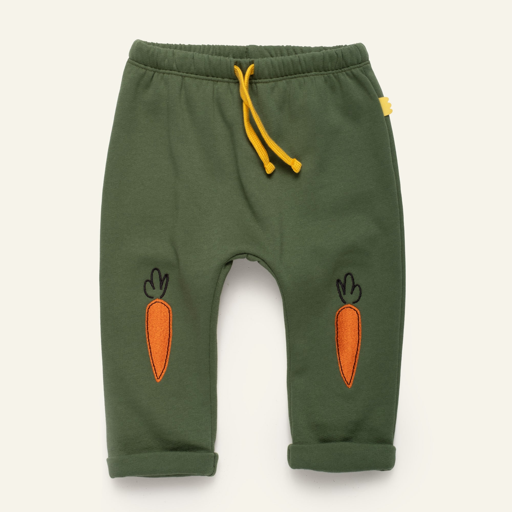 Mon Coeur Embroidered Carrot Jogger for babies and toddlers made from organic and recycled cotton