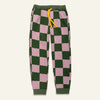 Mon Coeur Kids Green Checkered Jogger in organic and recycled cotton, sizes 1Y–12Y, made in Portugal