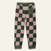 Mon Coeur Kids Green Checkered Jogger with adjustable drawstring waistband detail, organic cotton kids' pants