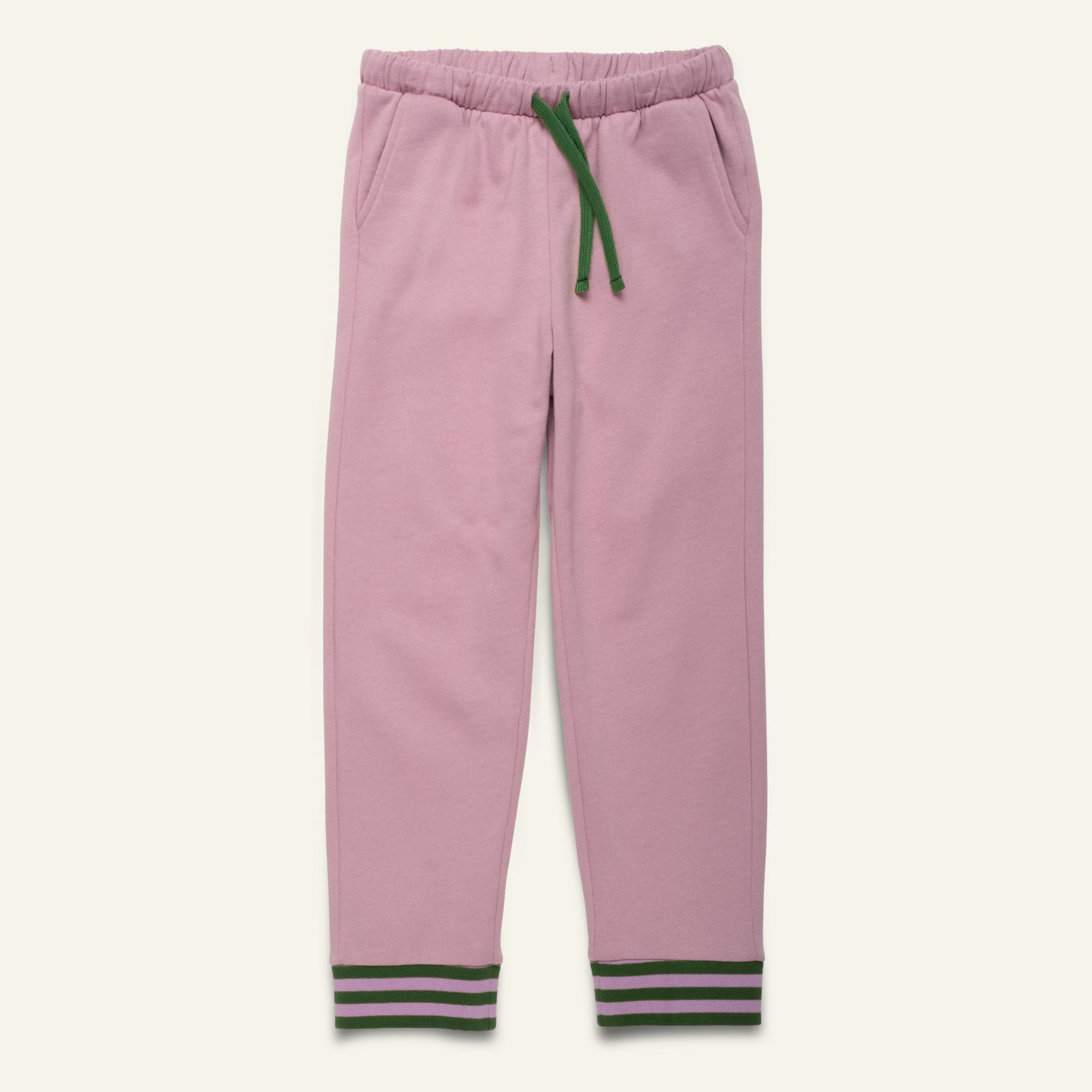Mon Coeur Purple Jogger for kids in organic and recycled cotton with sporty striped cuffs, made in Portugal