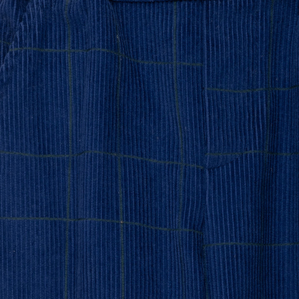 Mon Coeur Kids Navy Grid Corduroy Pant, available in sizes 1Y to 12Y, made in Portugal from sustainable fabrics