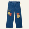 Mon Coeur Patched Denim Pant for kids with colourful appliqué patchwork patches and relaxed fit