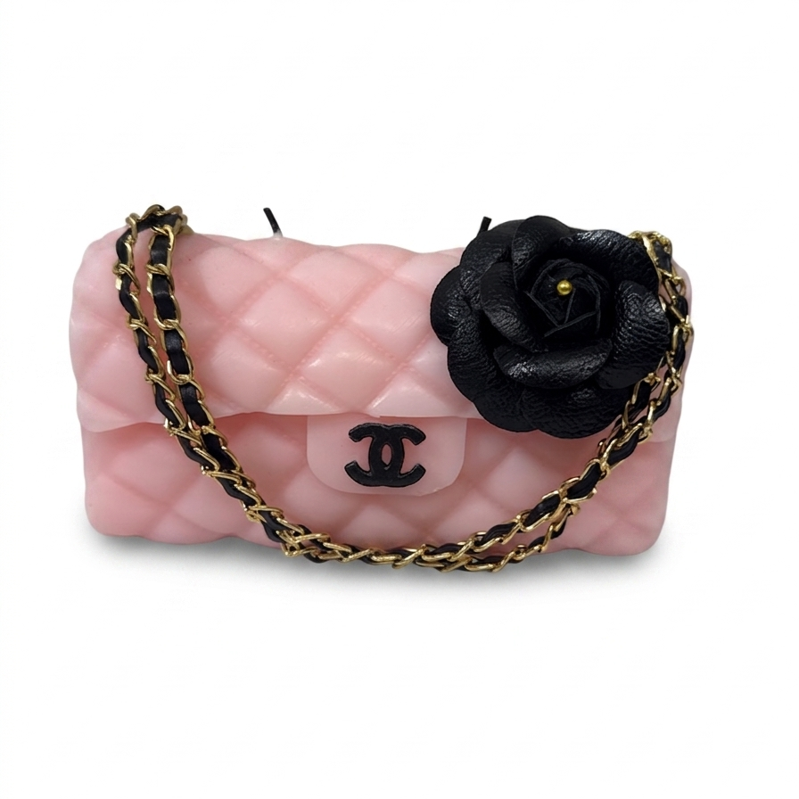 The Rose Classic Couture scented candle by Onali Pure lit and glowing warmly