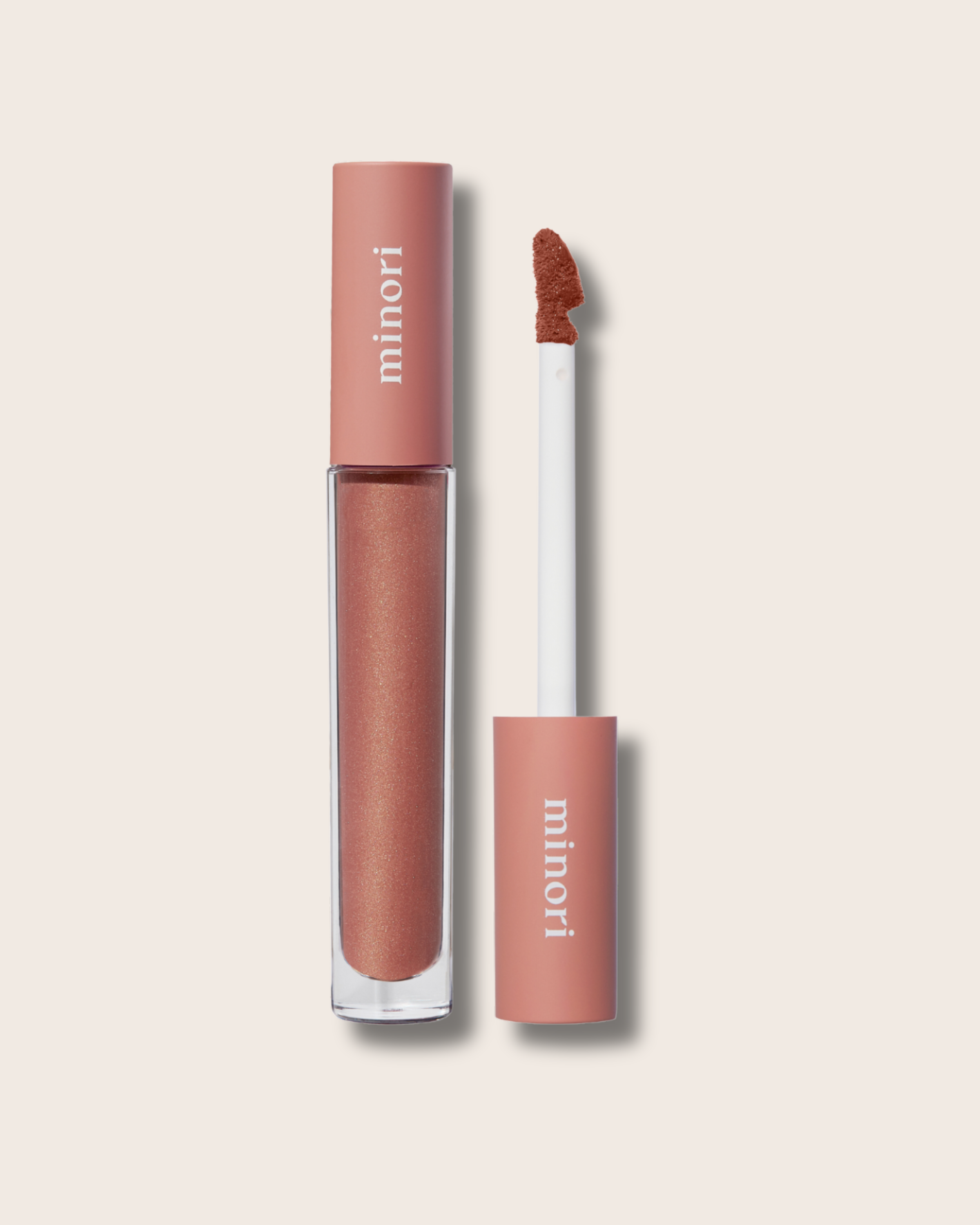 Minori Beauty Lip Gloss product flatlay — clean beauty lip gloss with Jojoba Seed Oil