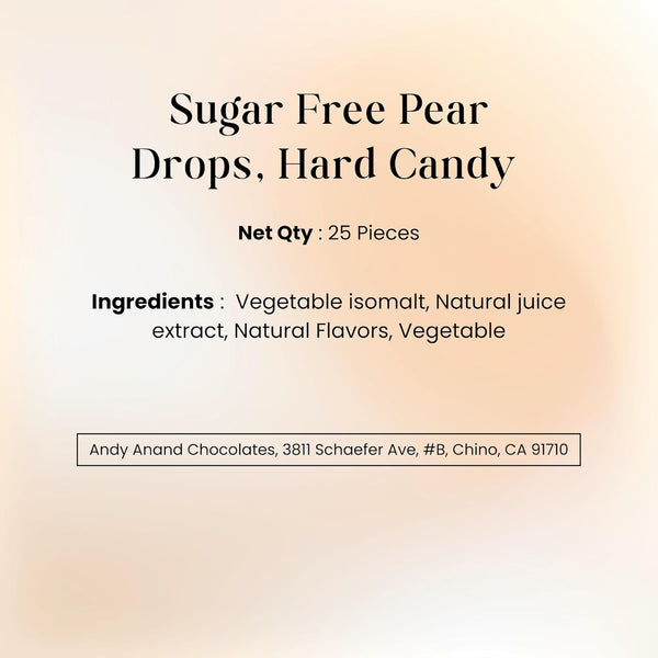 Andy Anand pear drop candy gift presentation — 25 pc sugar-free hard candies made in California