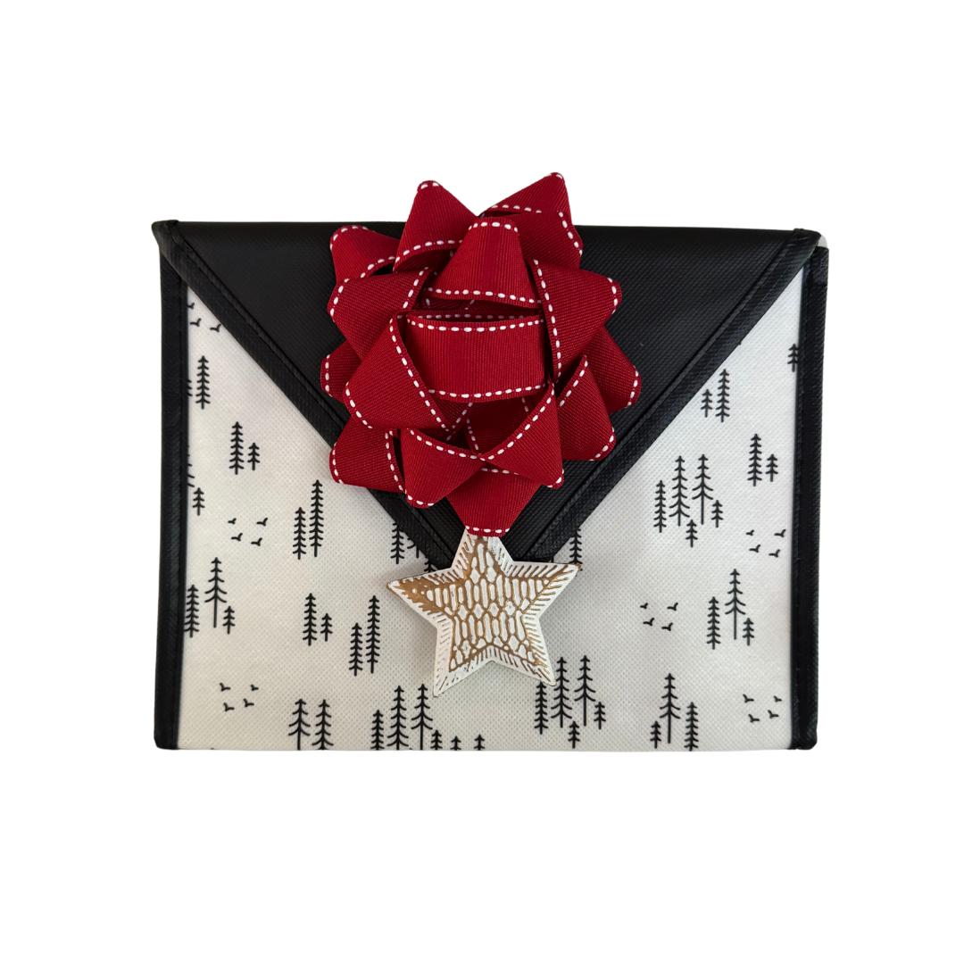 EverWrap reusable metal star gift wrap charm on wrapped present