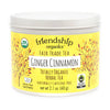 Organic ginger cinnamon herbal tea in a reusable recyclable tin by Friendship Organics