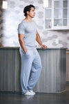 Men's Soft Bamboo Lounge Pajama Set - Short Sleeve Top & Pants 32" inseam