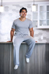 Men's Soft Bamboo Lounge Pajama Set - Short Sleeve Top & Pants 32" inseam