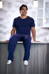 Men's Soft Bamboo Lounge Pajama Set - Short Sleeve Top & Pants 32" inseam