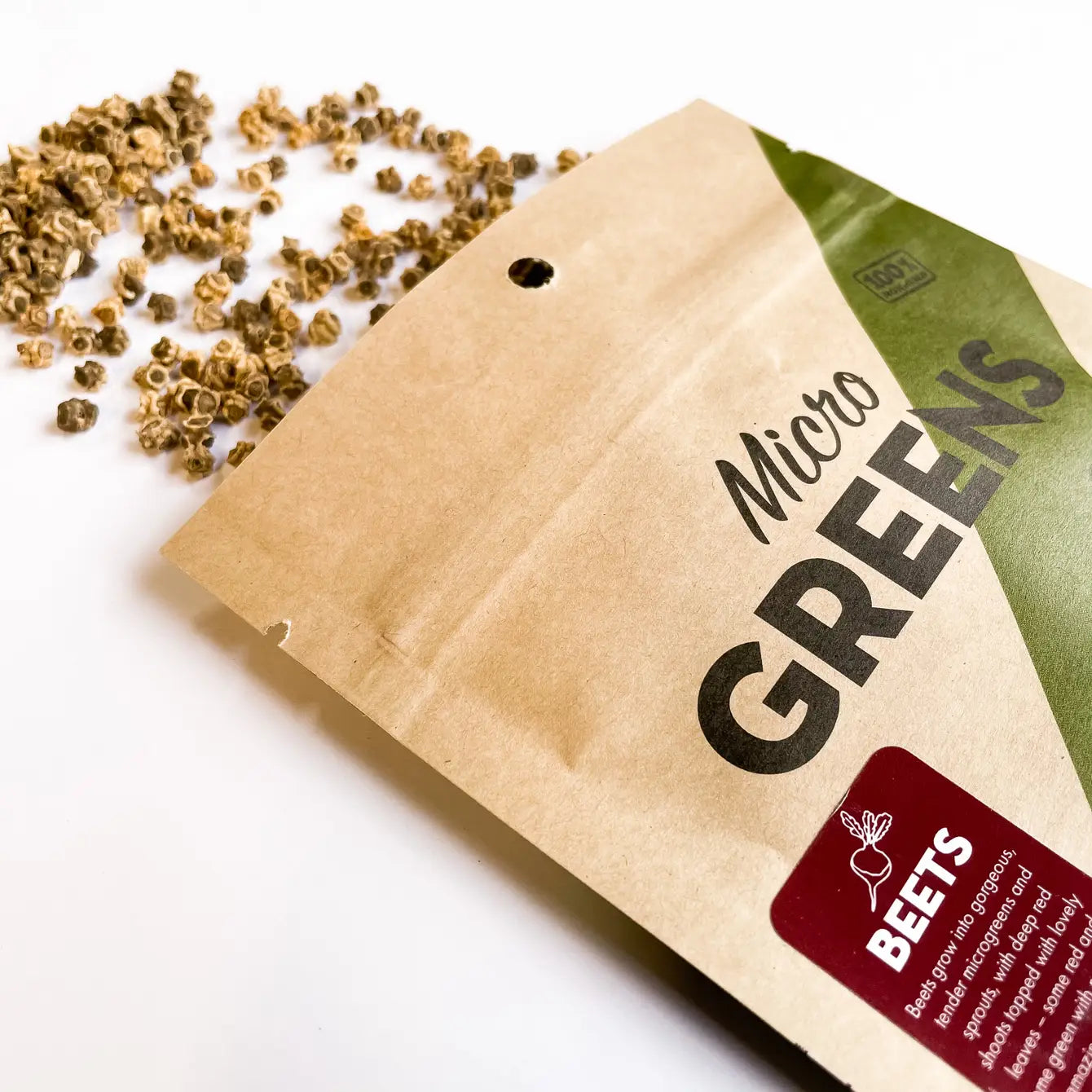 Beet microgreens seeds from Seattle Seed Company — deep magenta stems and jewel-toned leaves, ready to grow at home in 10–14 days