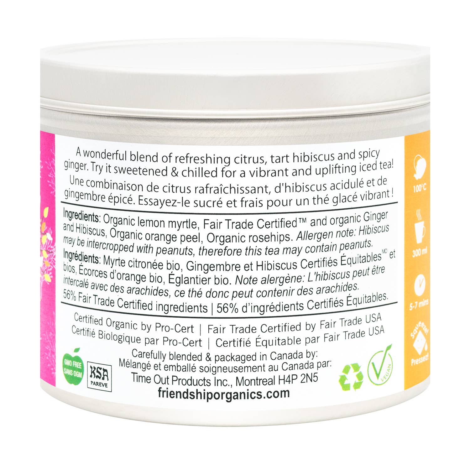 Lemon Ginger Rosé Herbal Tea – Organic & Fair Trade (20 Sachets)