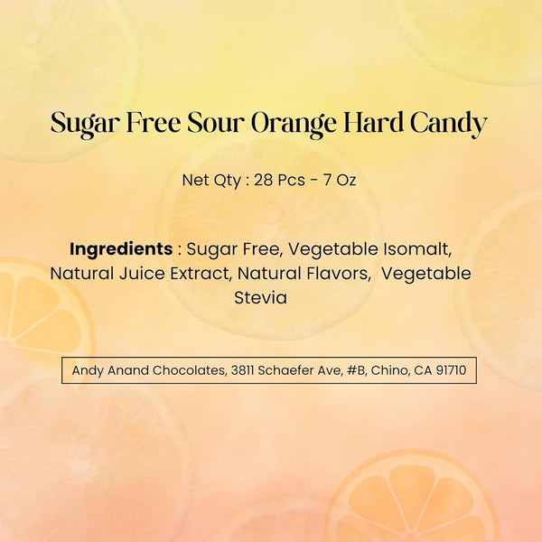 Andy Anand Sugar-Free Sour Orange Hard Candy – Keto-Friendly, 28 pc (7 oz)
