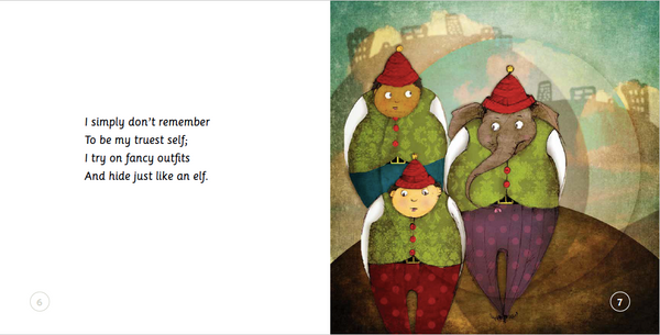 Reflective activity page from The Forgetful Elephant children's self-acceptance picture book