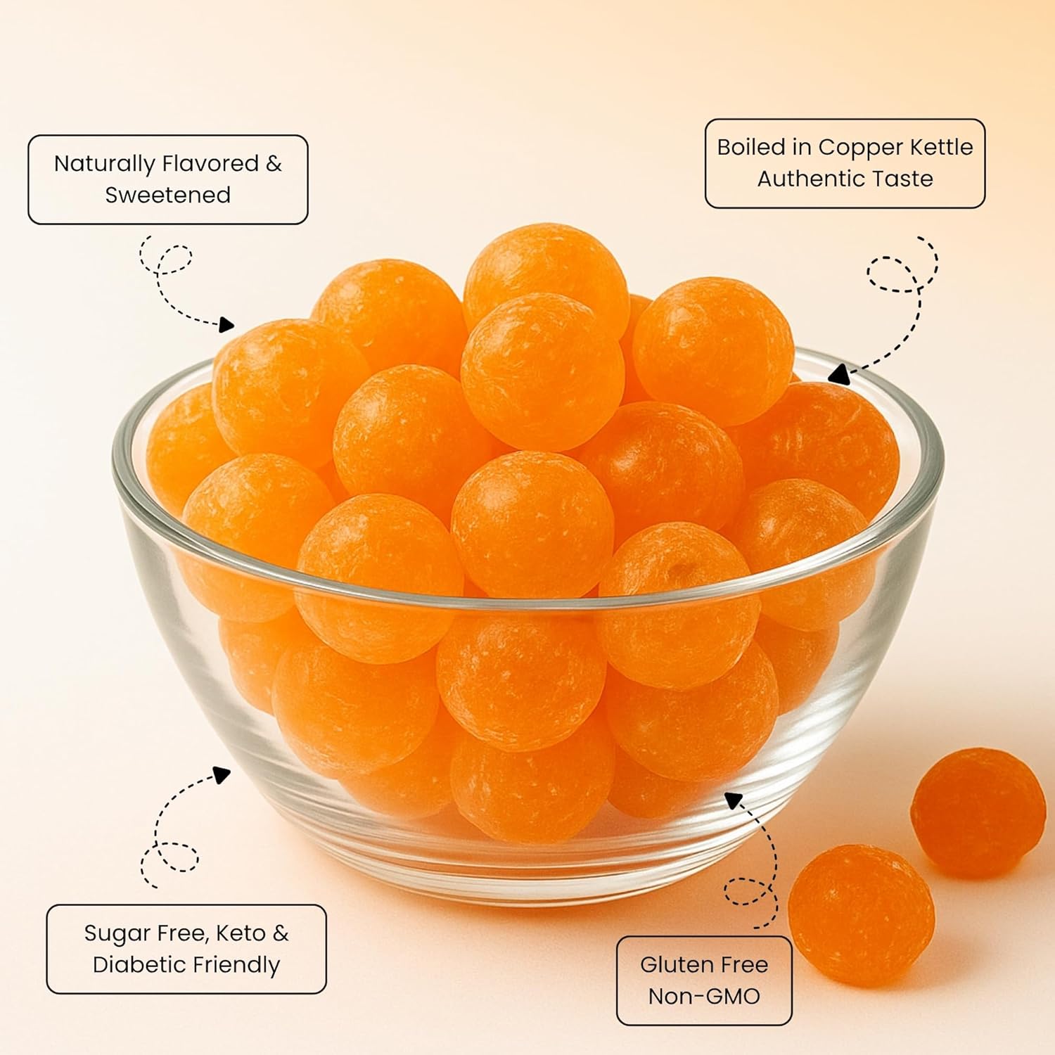 Andy Anand Sugar-Free Sour Orange Hard Candy – Keto-Friendly, 28 pc (7 oz)