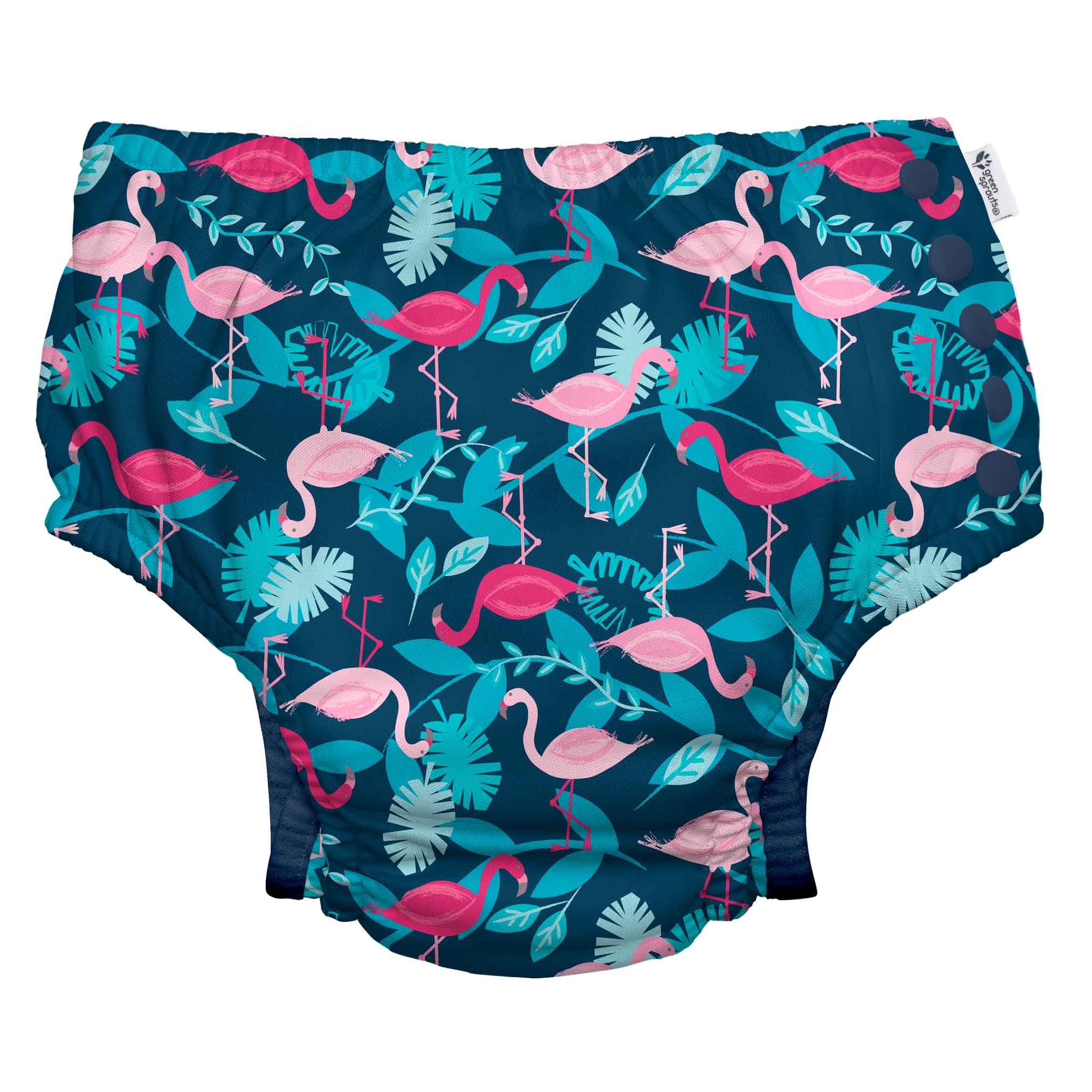Tropical fun meets leakproof protection! The Eco Snap Swim Diaper (Tropical Collection) offers UPF 50+ sun protection, gussets for extra defense, & recycled materials. Shop worry-free, eco-friendly swimming now!
