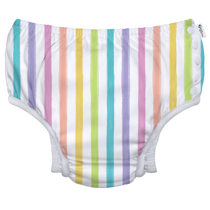 ☀️ Sunshine & Stripes: Worry-Free Splashing with Eco Snap Swim Diapers (UPF 50+, Recycled, Easy Snaps)