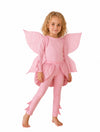 Close-up of pink fairy wings showing petal-shaped design and elastic shoulder straps