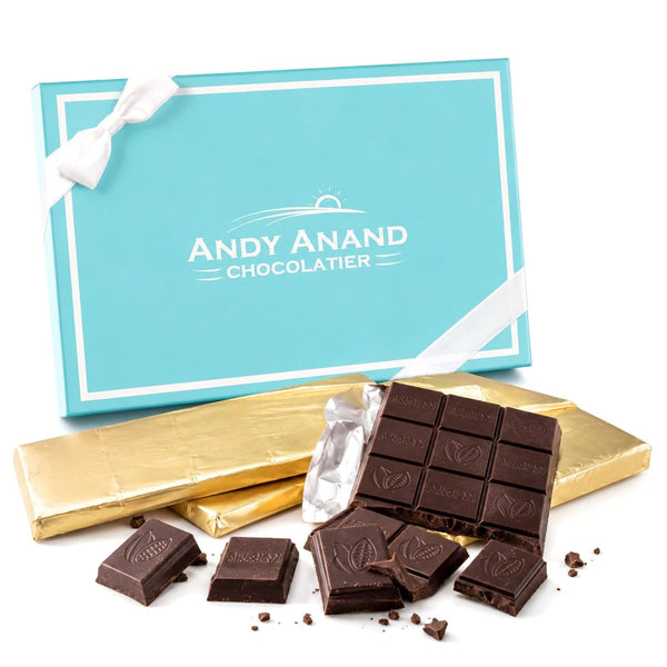 Andy Anand Sugar Free Belgian Dark Chocolate Bars 80% Cacao – Stevia Sweetened, 4 Pcs Gift Box