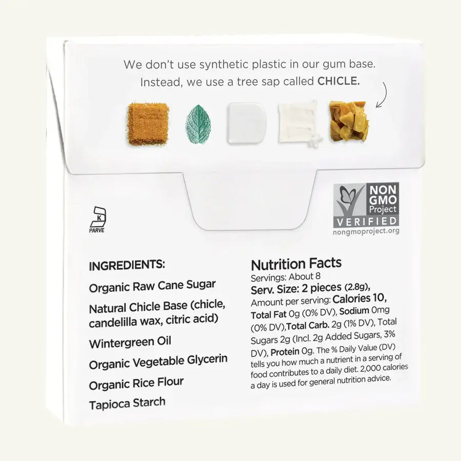 Product label with ingredients and nutrition facts on a white background