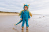 Jade Blue and Gold Dragon Costume Pajamas for Baby & Kids