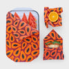 Meli Wraps beeswax food wrap in Purple Papaya print laid flat