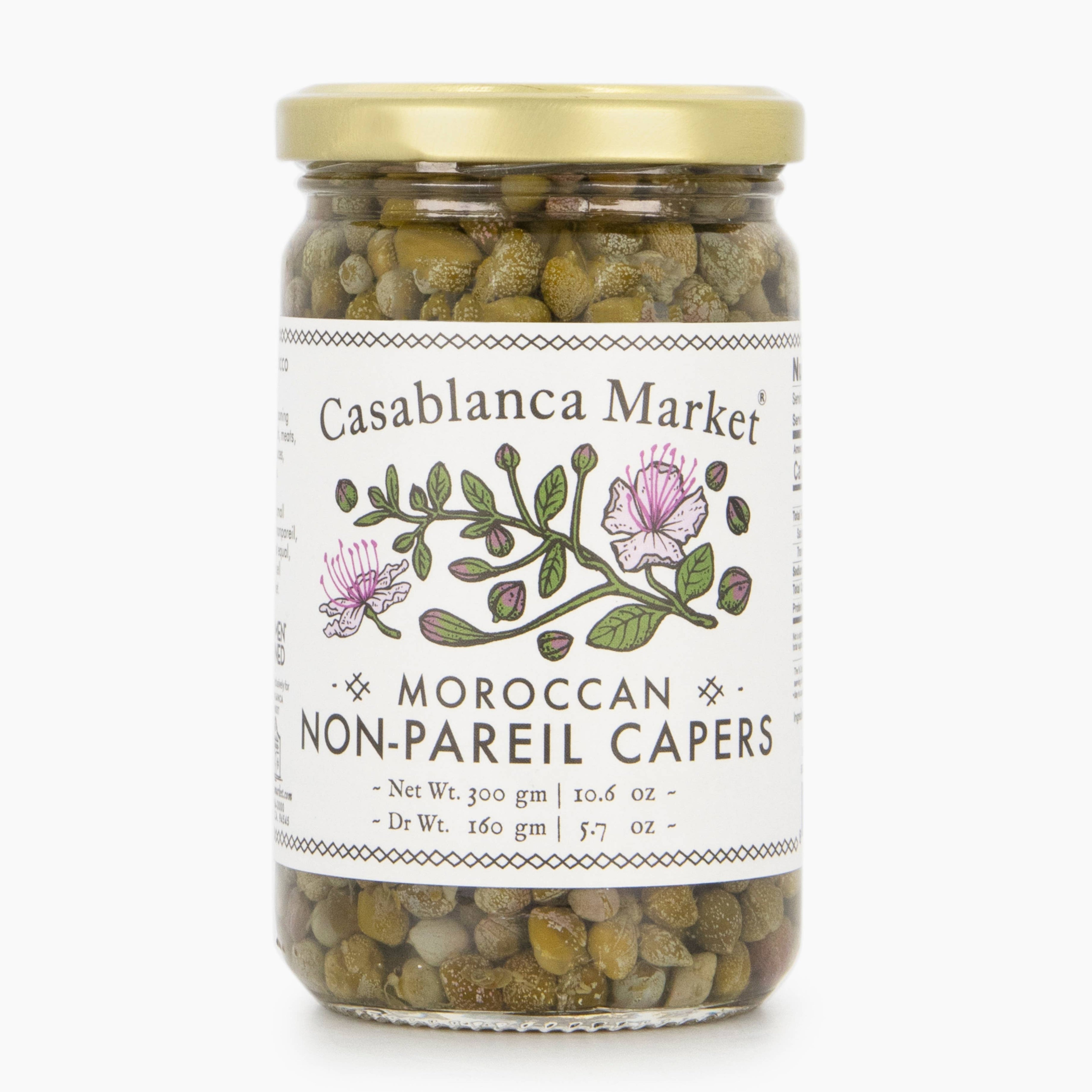 Casablanca Market Moroccan non-pareil capers jar on a clean background