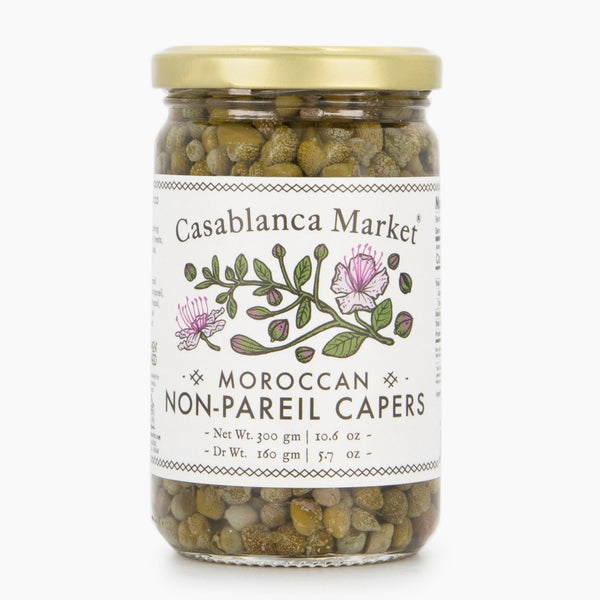 Casablanca Market Moroccan non-pareil capers jar on a clean background