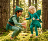 Close-up of the Tinker Bell costume's shimmering wings and handcrafted maplewood star wand