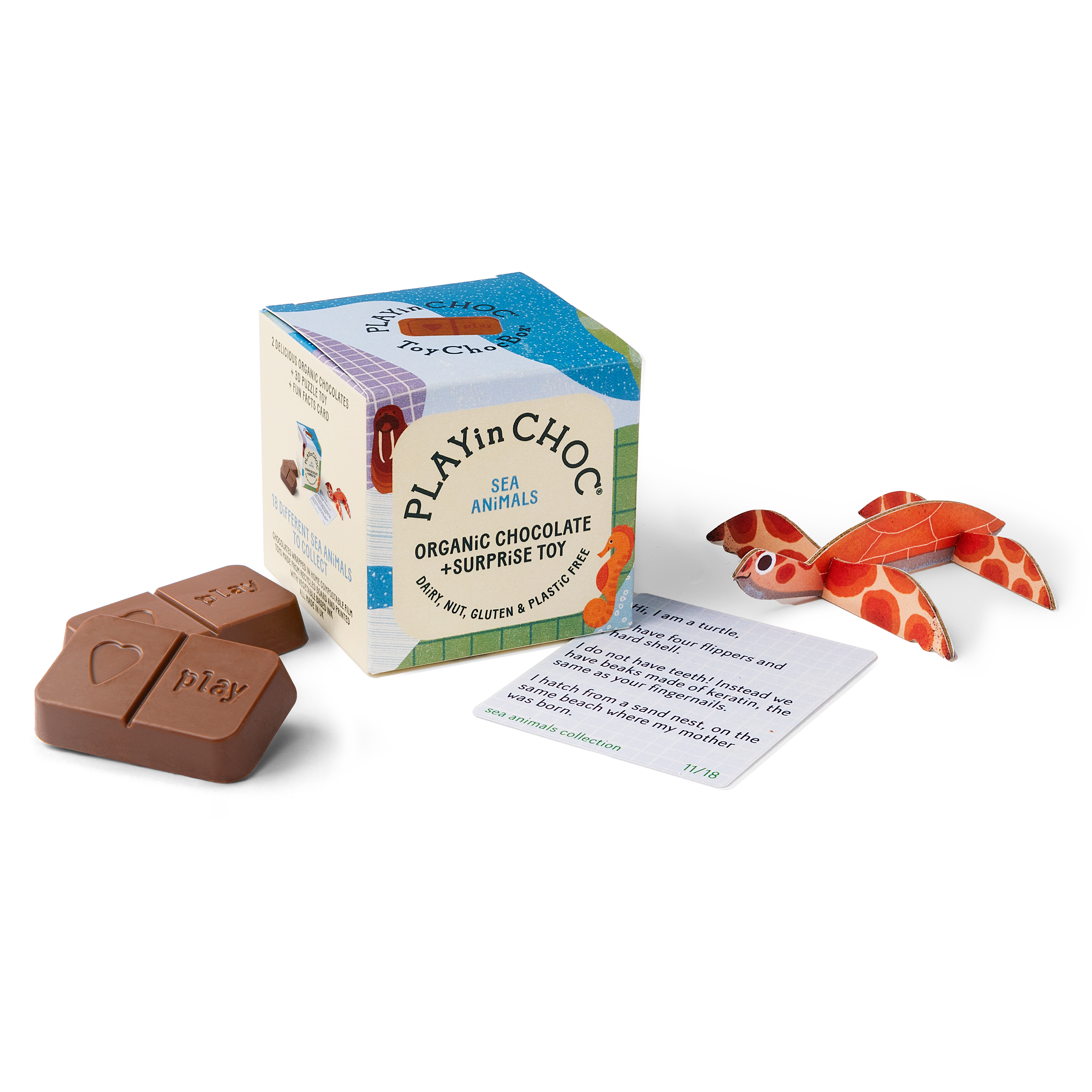 Dive into the ToyChoc Box Sea Animals! Get organic, dairy-free chocolate + a plastic-free 3D puzzle. Allergen-free & supports the SEA LIFE Trust. Collect all 18!