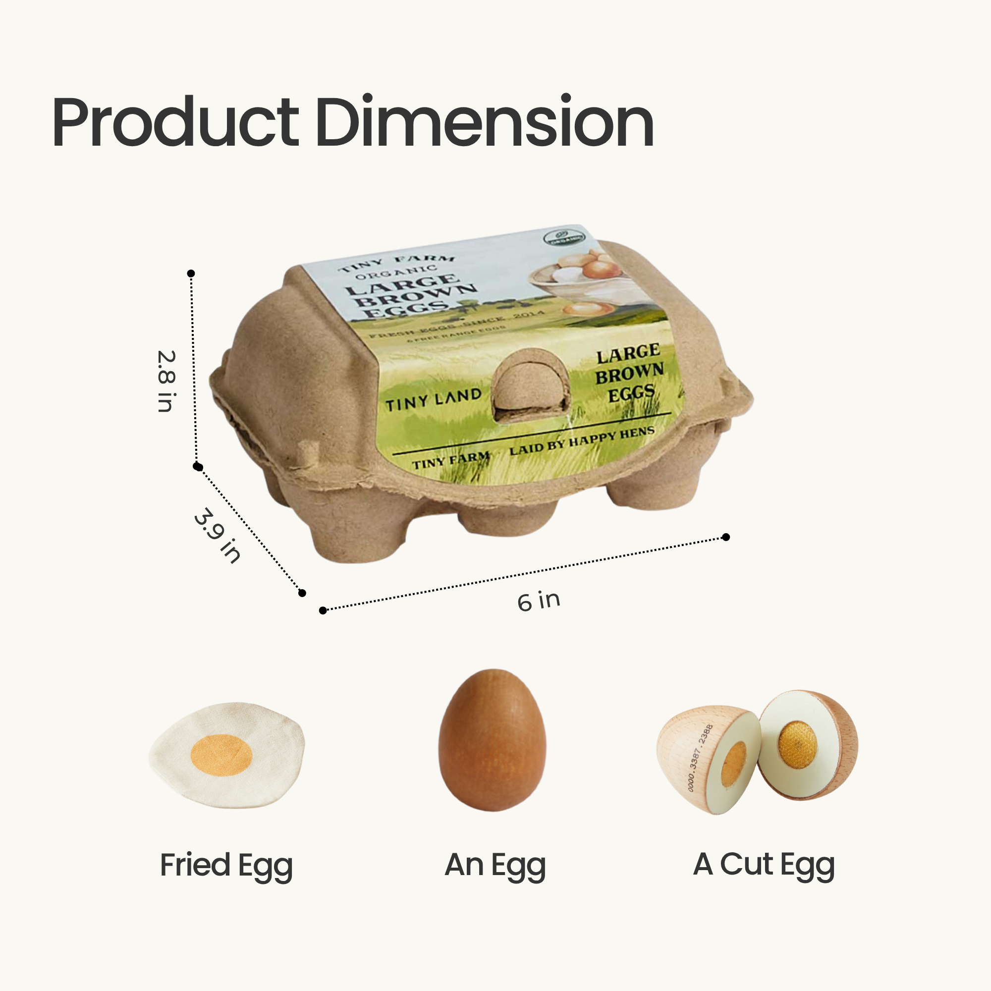Tiny Land Egg Combo Playset cuttable wooden eggs and cloth egg yolk