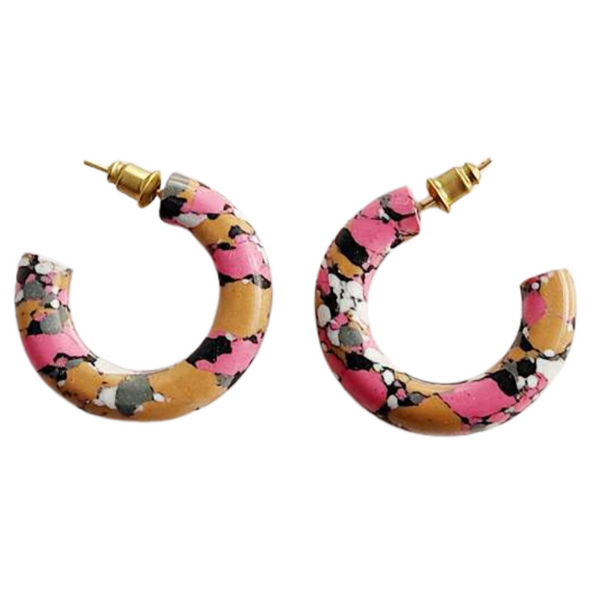 Vintage Party Hoops recycled clay hoop earrings by Fair Anita in playful colours