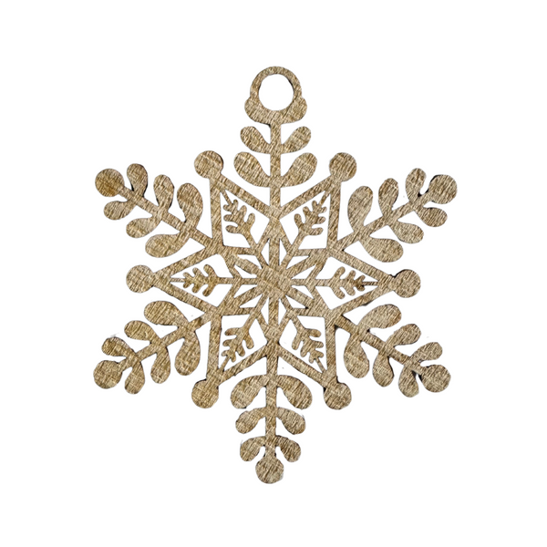 EverWrap wooden snowflake gift charm, 3.75 inch diameter, eco-friendly reusable gift wrap accessory