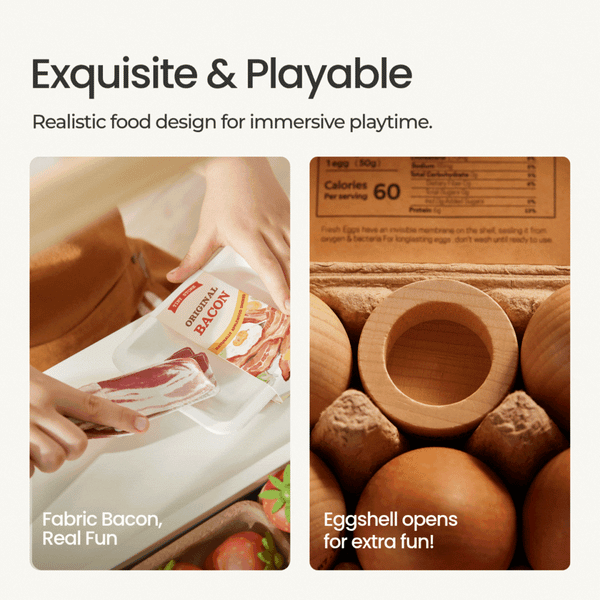 Tiny Land® Organic Wooden Play Food Set for Kids
