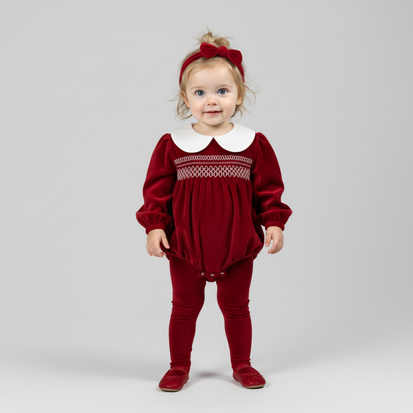 Festive Vintage Style Romper in organic cotton for babies