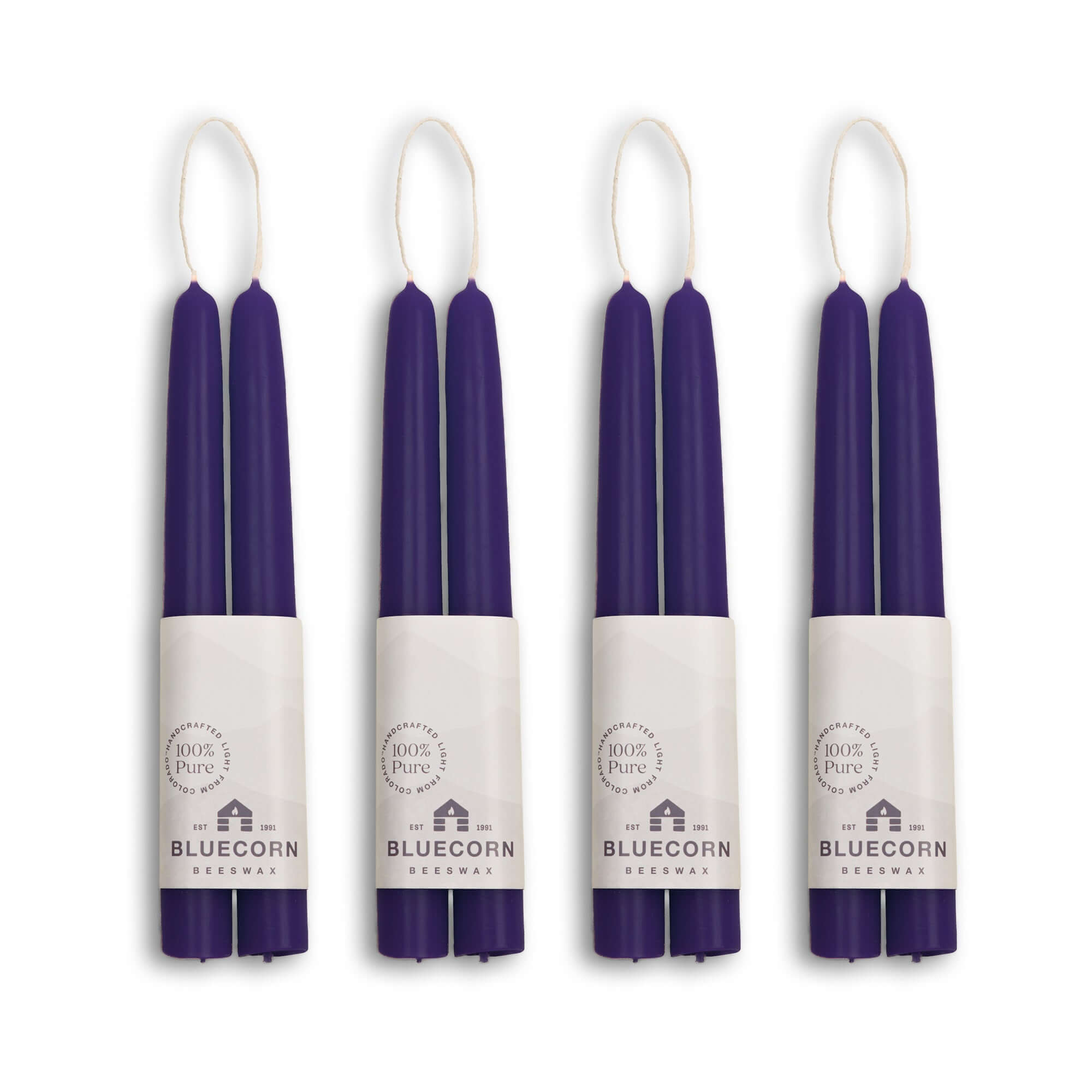 Pure Beeswax Taper Candles – Hand-Dipped Bulk 4-Pair Bundle