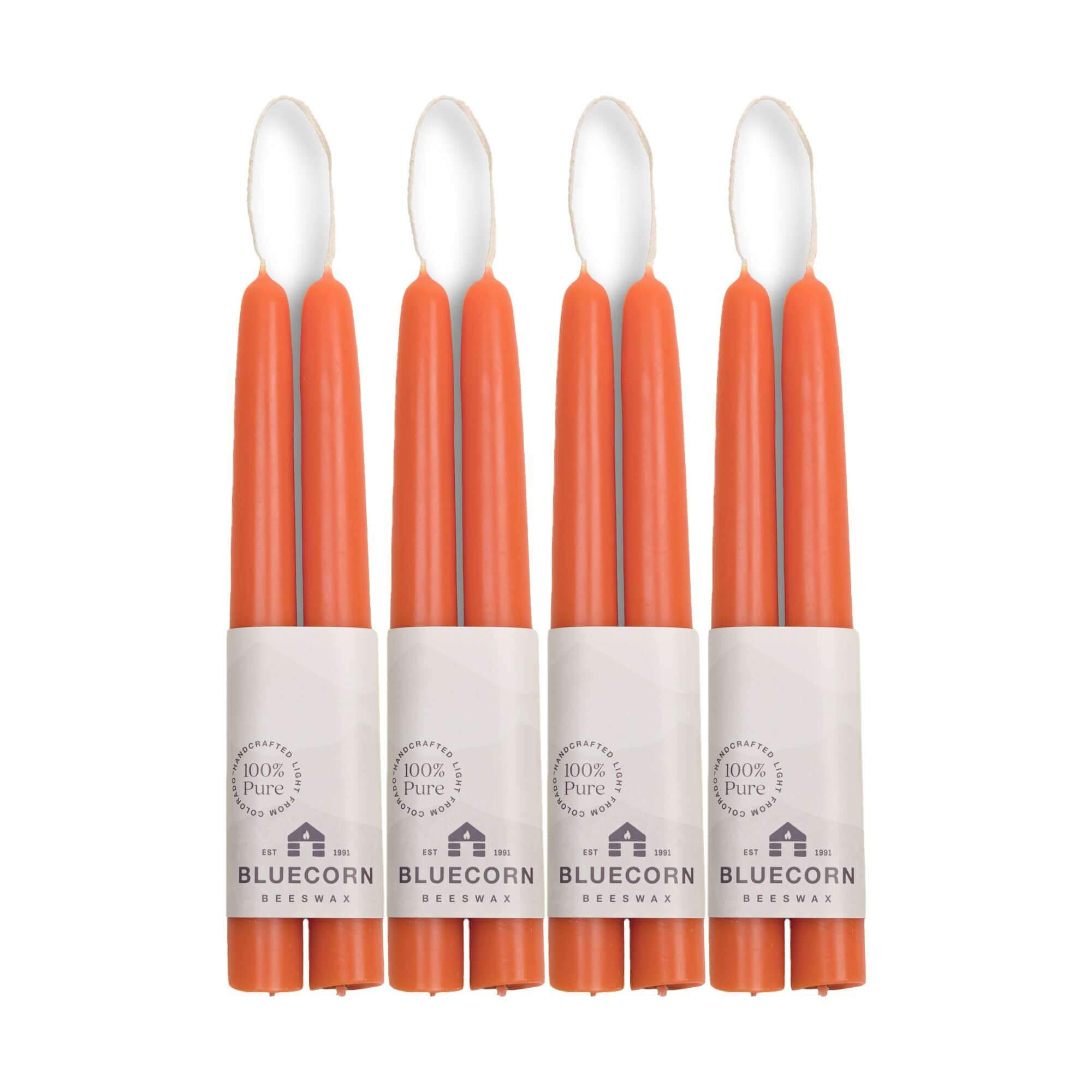 Pure Beeswax Taper Candles – Hand-Dipped Bulk 4-Pair Bundle