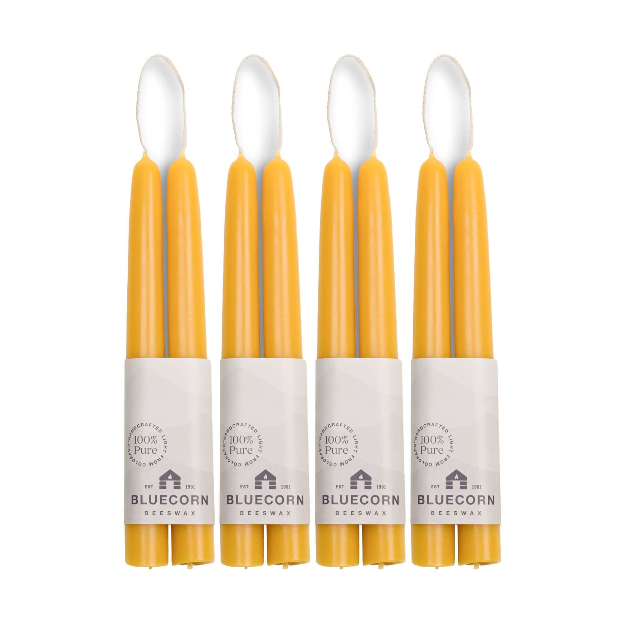 Pure Beeswax Taper Candles – Hand-Dipped Bulk 4-Pair Bundle