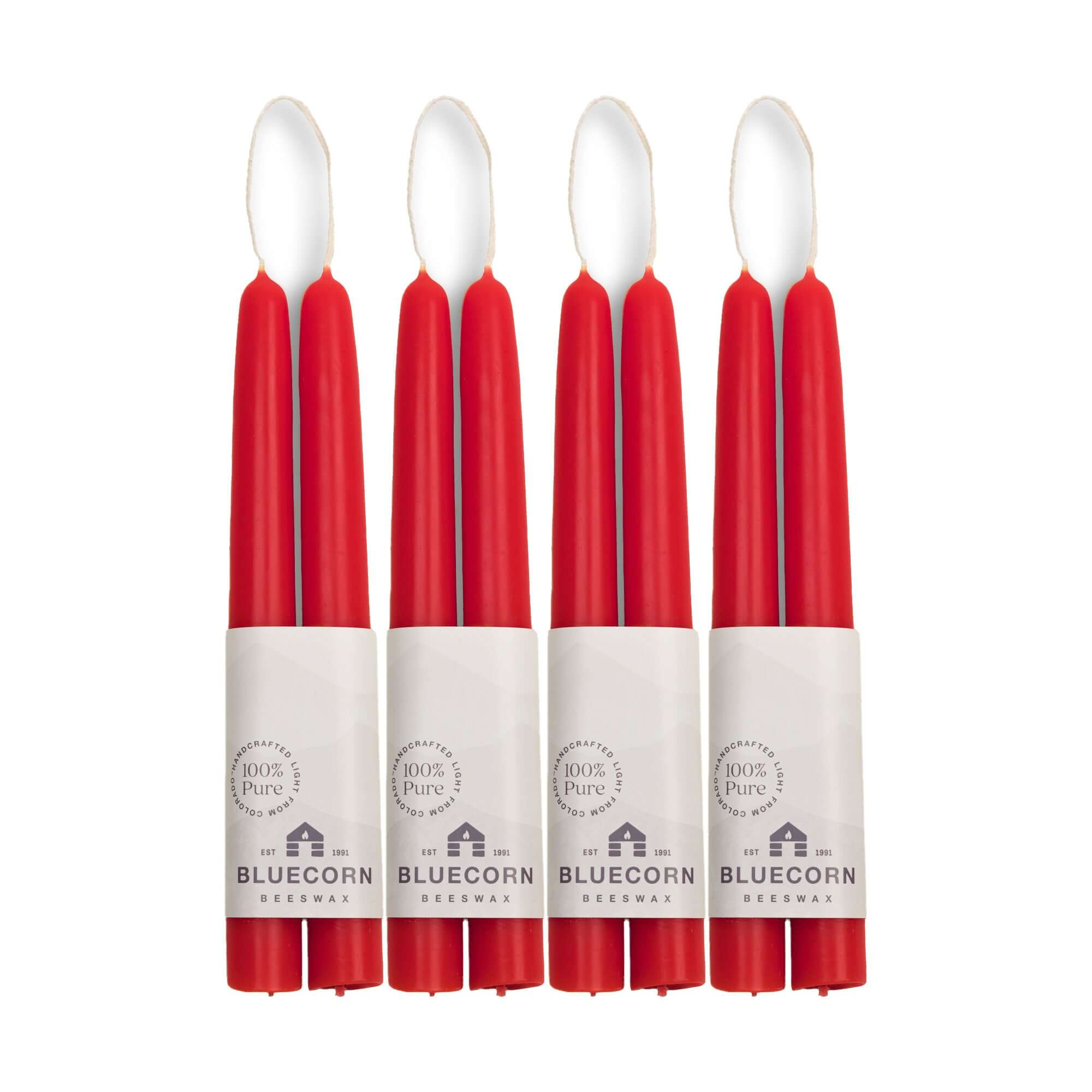 Pure Beeswax Taper Candles – Hand-Dipped Bulk 4-Pair Bundle
