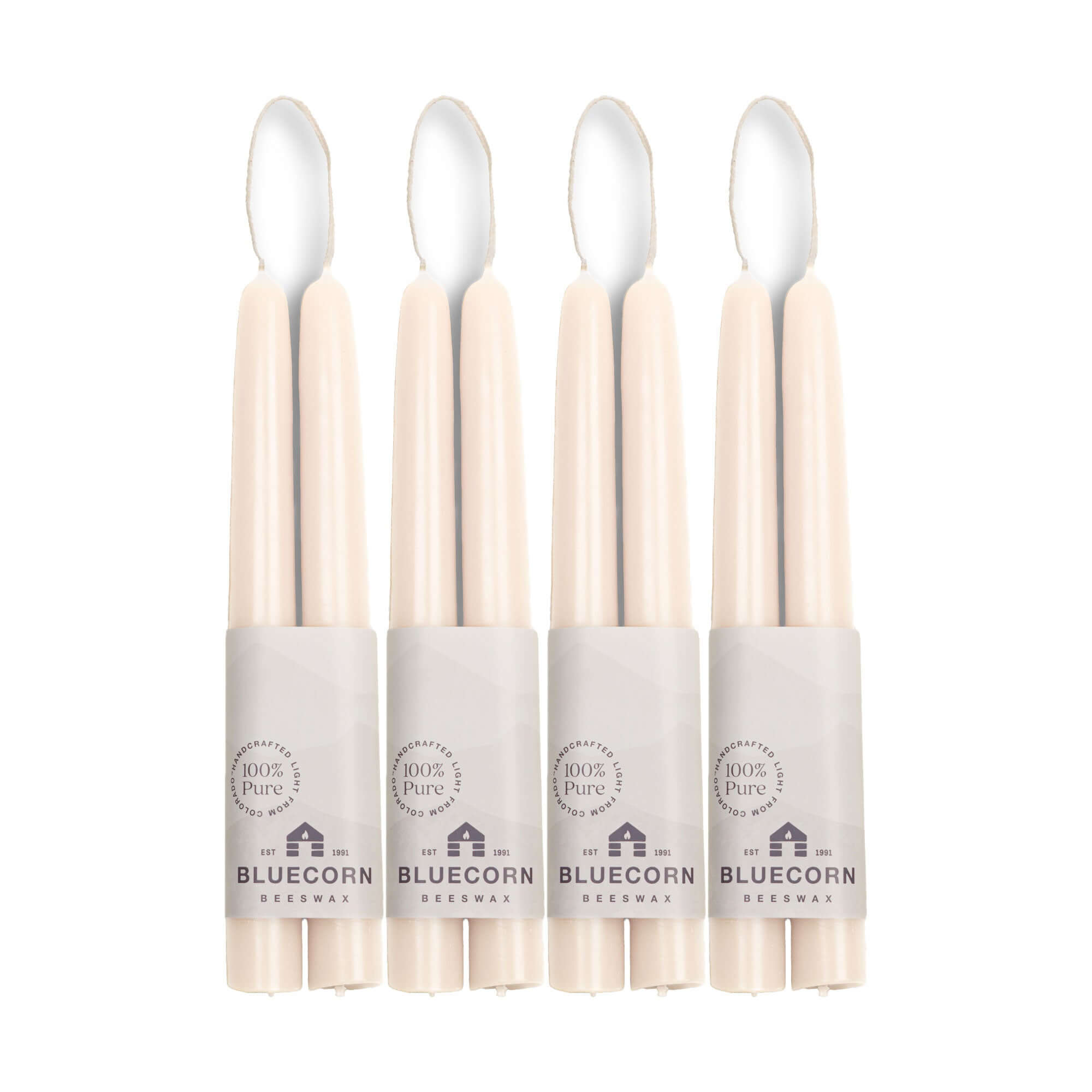 Pure Beeswax Taper Candles – Hand-Dipped Bulk 4-Pair Bundle