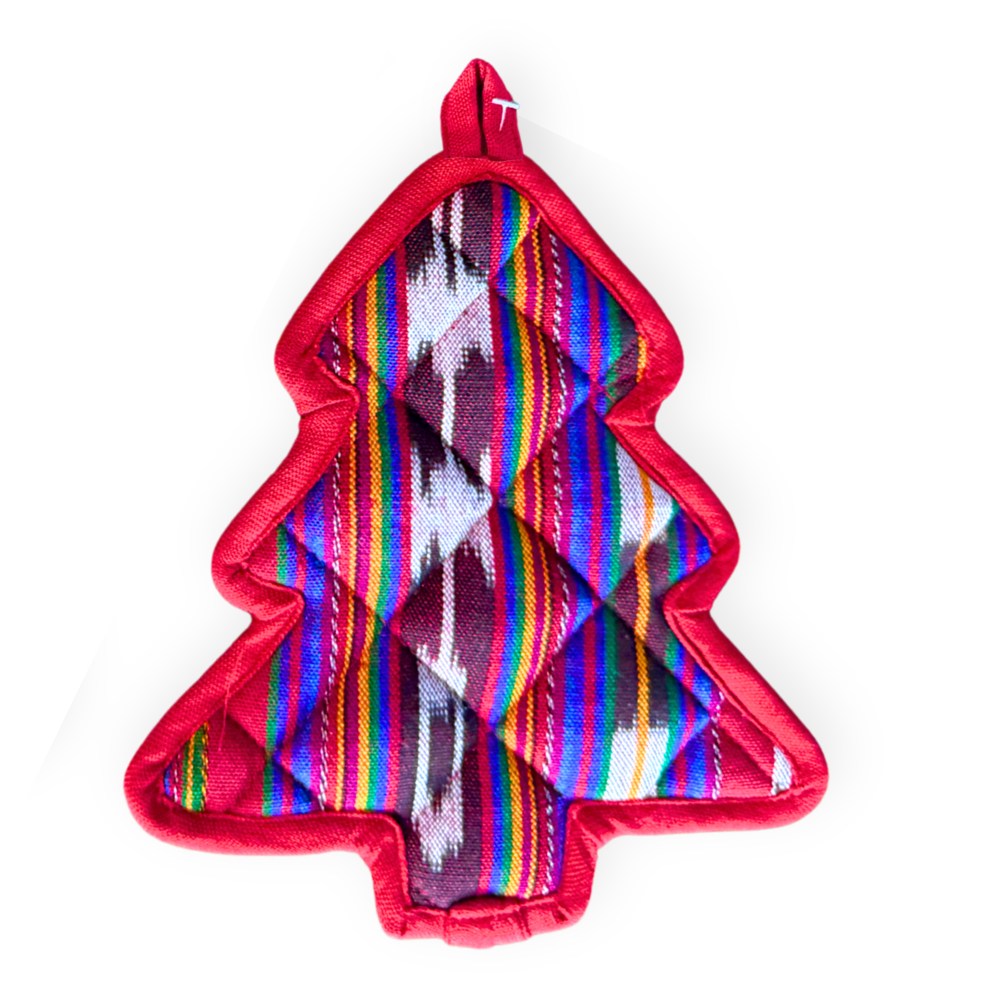 Holiday pot holder or trivet from the Upavim Crafts set, handwoven cotton with a festive design