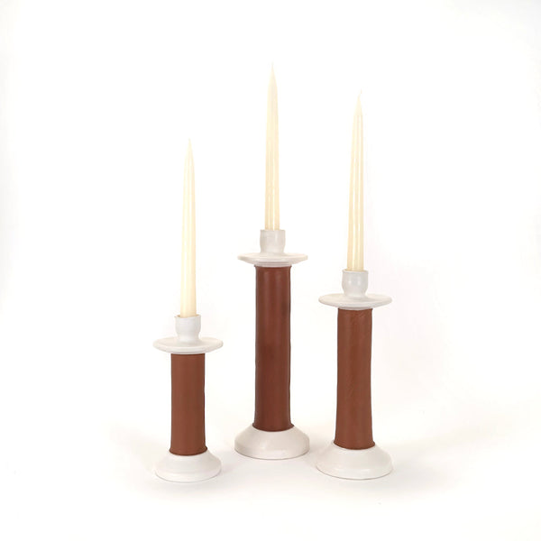 Leather-Wrapped Candle Holder