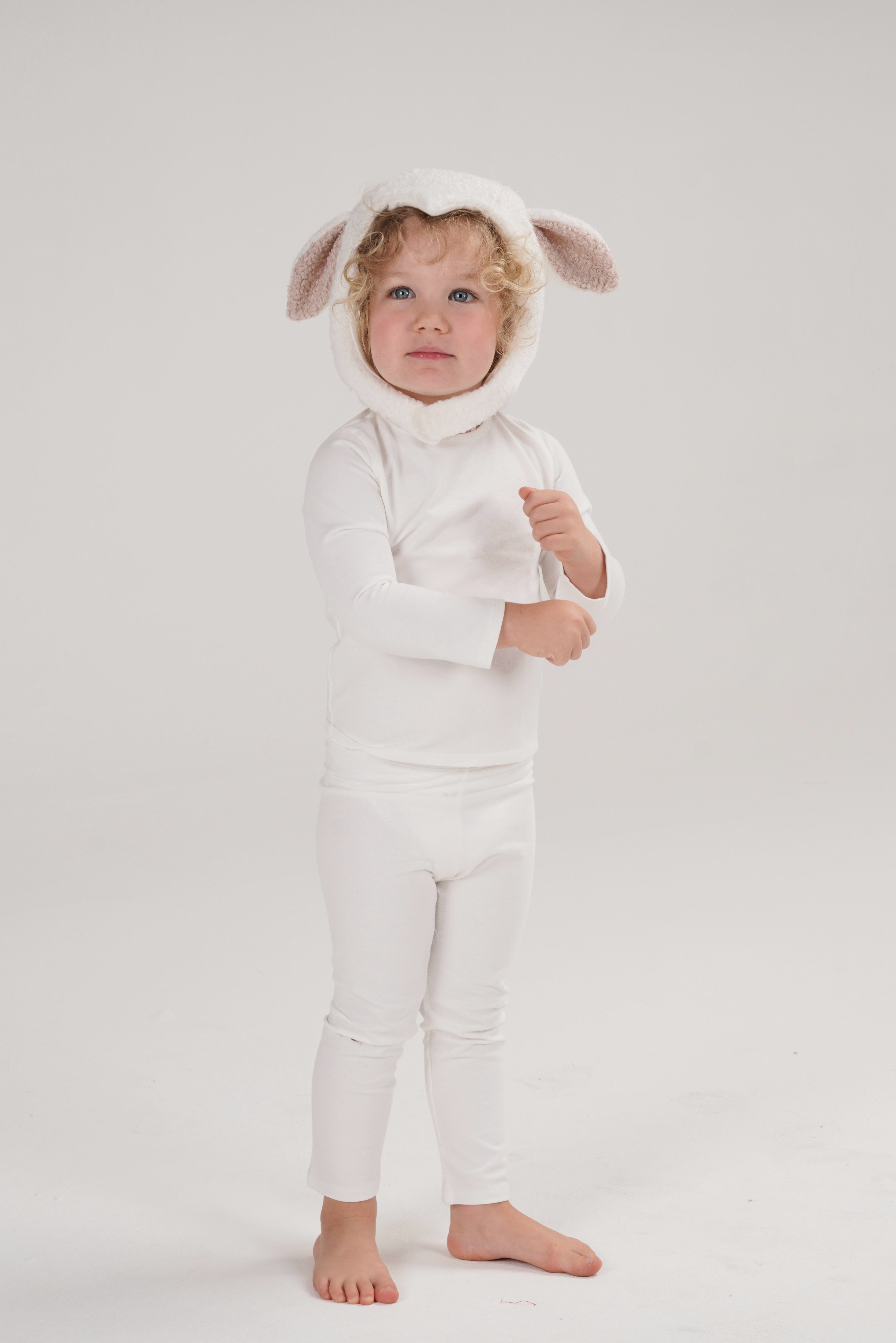 Sheep hat with tan inner ears from the Baby White Sheep Halloween Costume